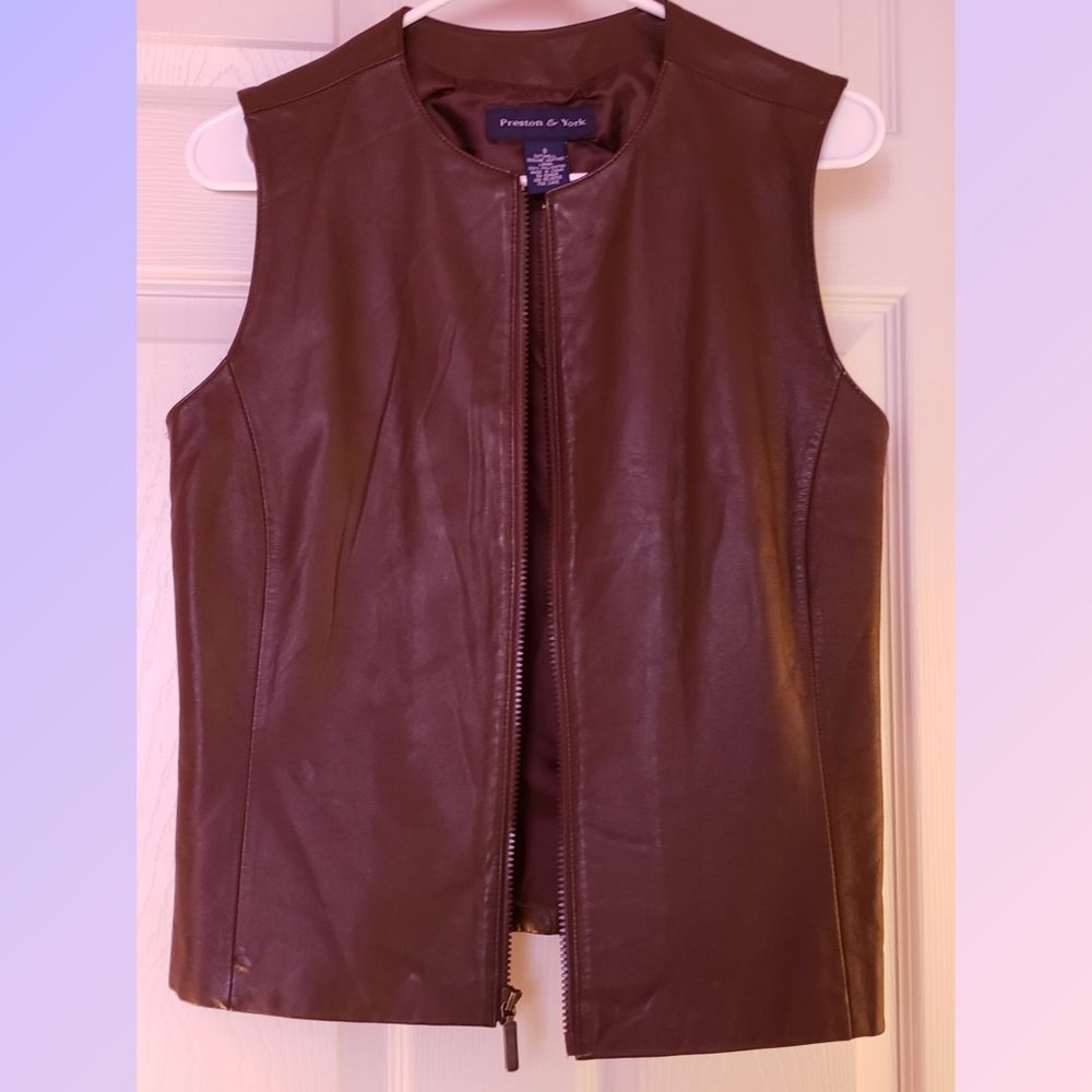 Brown Leather Vest Preston & York